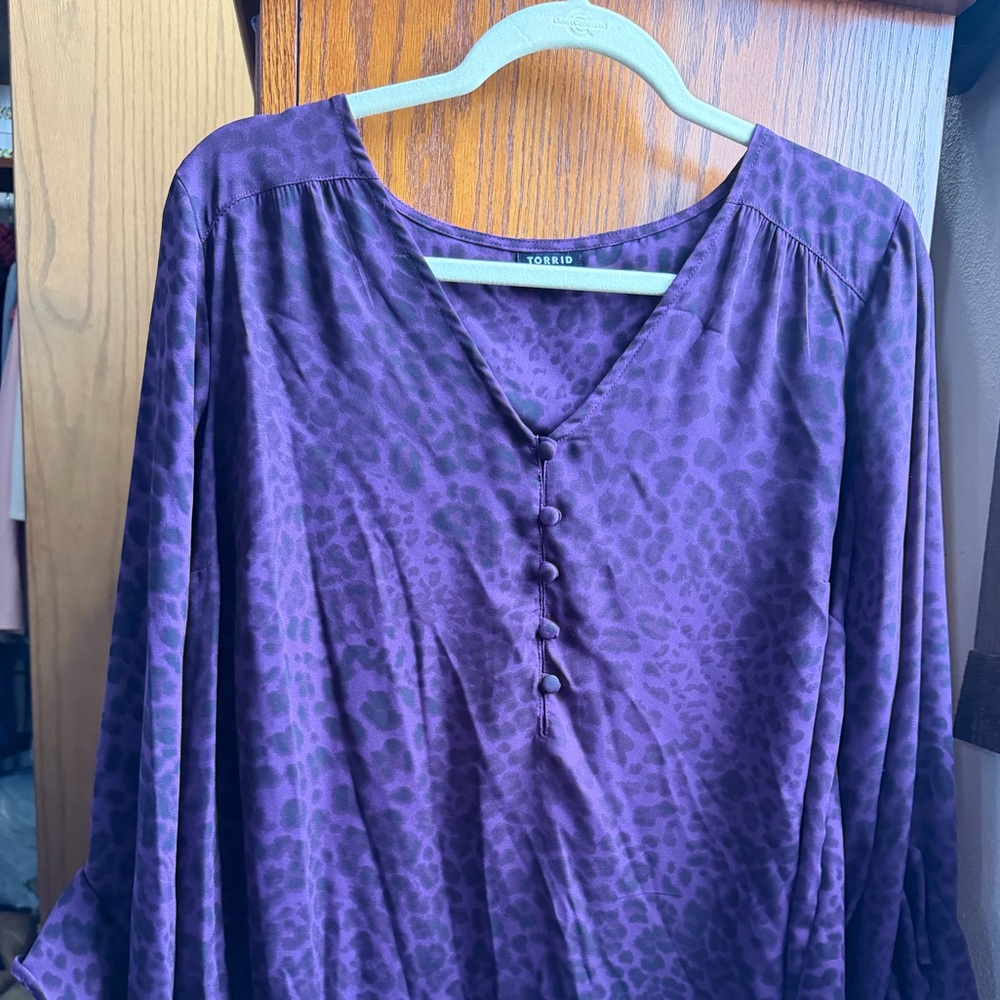 Torrid Deep Purple Button-Front Blouse